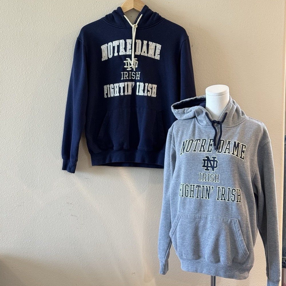 Notre Dame Fighting Irish Hoodie Lot 2 Colosseum Mens S Navy Gray Embroidered